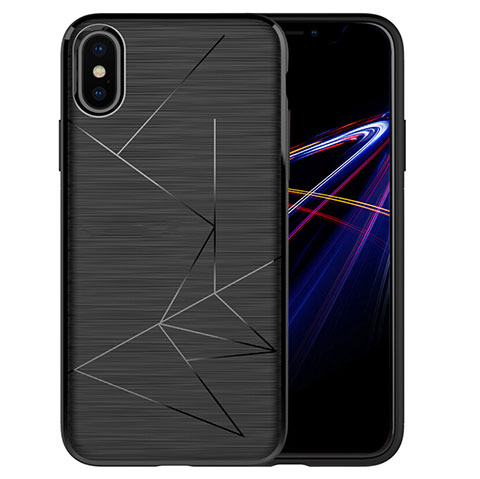 Coque Silicone Souple Vague Line R01 pour Apple iPhone Xs Noir