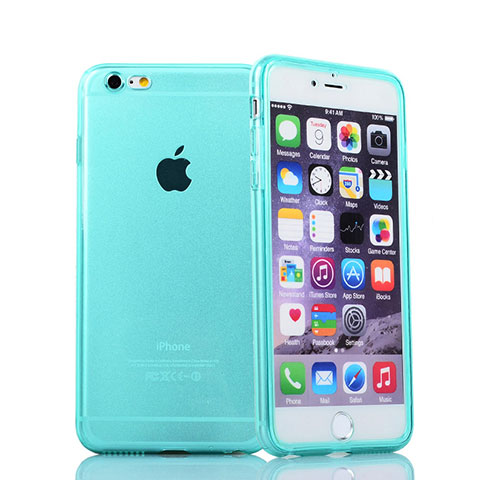 Coque Transparente Integrale Silicone Souple Avant et Arriere pour Apple iPhone 6S Plus Bleu Ciel