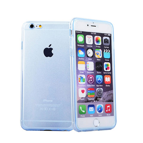 Coque Transparente Integrale Silicone Souple Portefeuille pour Apple iPhone 6S Bleu