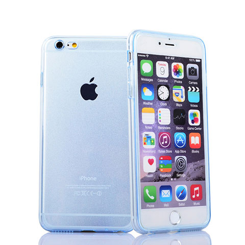 Coque Transparente Integrale Silicone Souple Portefeuille pour Apple iPhone 6S Plus Bleu