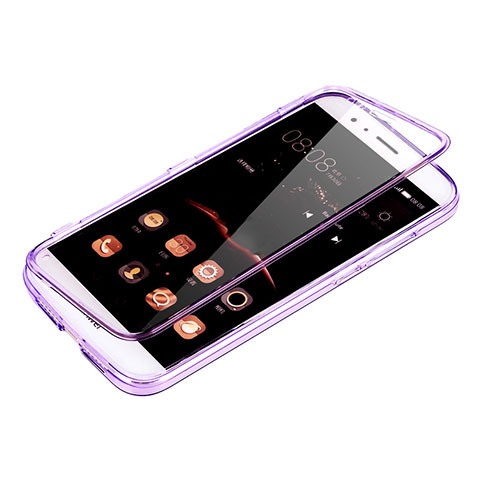 Coque Transparente Integrale Silicone Souple Portefeuille pour Huawei G8 Violet