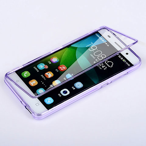 Coque Transparente Integrale Silicone Souple Portefeuille pour Huawei Honor 4C Violet