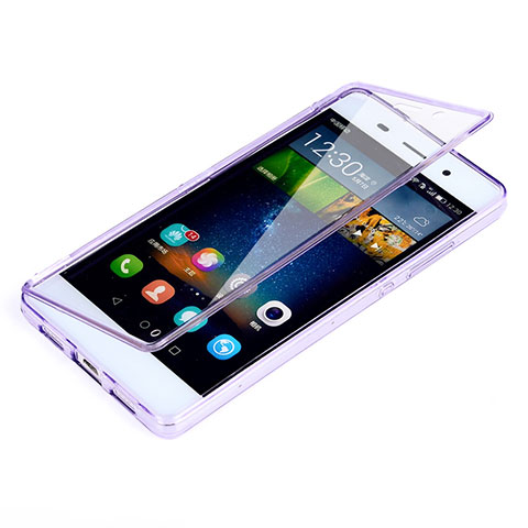 Coque Transparente Integrale Silicone Souple Portefeuille pour Huawei P8 Lite Violet