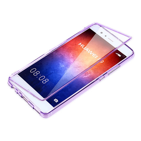 Coque Transparente Integrale Silicone Souple Portefeuille pour Huawei P9 Violet