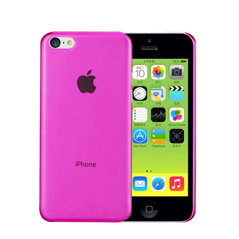 Coque Ultra Fine Plastique Rigide Transparente pour Apple iPhone 5C Rose Rouge