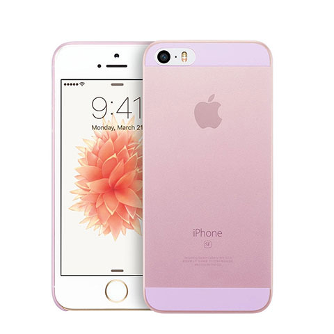 Coque Ultra Fine Plastique Rigide Transparente pour Apple iPhone SE Rose