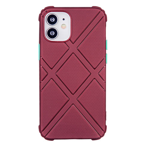 Coque Ultra Fine Silicone Souple 360 Degres Housse Etui C02 pour Apple iPhone 12 Mini Vin Rouge