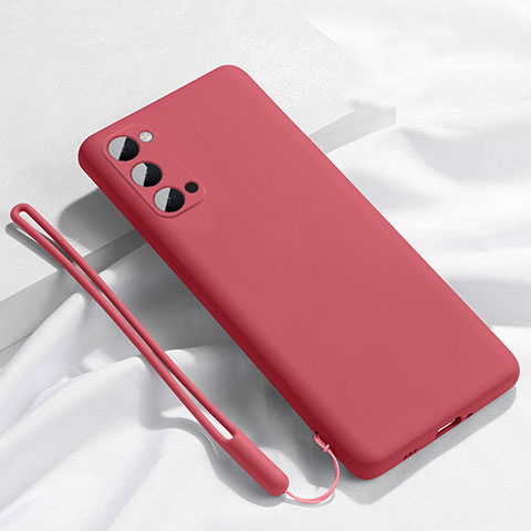 Coque Ultra Fine Silicone Souple 360 Degres Housse Etui C02 pour Oppo Reno4 Pro 5G Vin Rouge