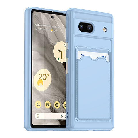 Coque Ultra Fine Silicone Souple 360 Degres Housse Etui J02S pour Google Pixel 7a 5G Bleu Ciel