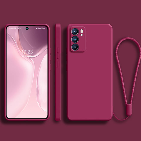 Coque Ultra Fine Silicone Souple 360 Degres Housse Etui S01 pour Oppo Reno6 Pro 5G India Rose Rouge