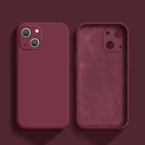 Coque Ultra Fine Silicone Souple 360 Degres Housse Etui S02 pour Apple iPhone 15 Plus Vin Rouge