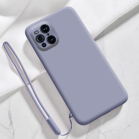 Coque Ultra Fine Silicone Souple 360 Degres Housse Etui S02 pour Oppo Find X3 5G Gris Lavende