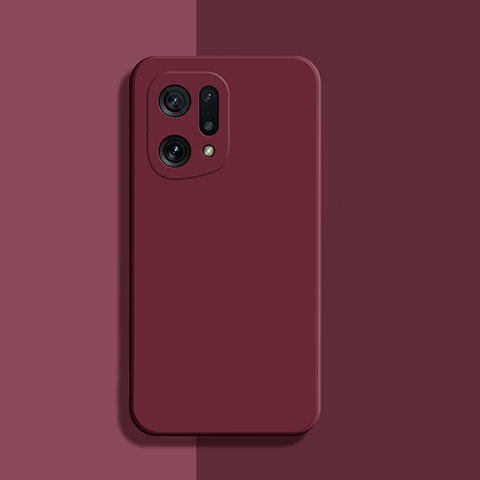 Coque Ultra Fine Silicone Souple 360 Degres Housse Etui S03 pour Oppo Find X5 Pro 5G Vin Rouge