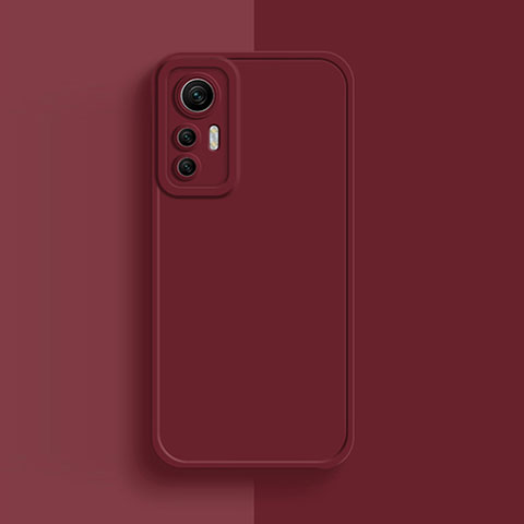 Coque Ultra Fine Silicone Souple 360 Degres Housse Etui S03 pour Xiaomi Mi 12 Pro 5G Vin Rouge