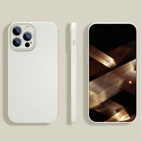 Coque Ultra Fine Silicone Souple 360 Degres Housse Etui S05 pour Apple iPhone 15 Pro Max Blanc