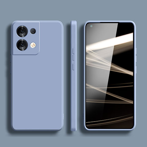 Coque Ultra Fine Silicone Souple 360 Degres Housse Etui S06 pour Oppo Reno8 Pro 5G Gris Lavende