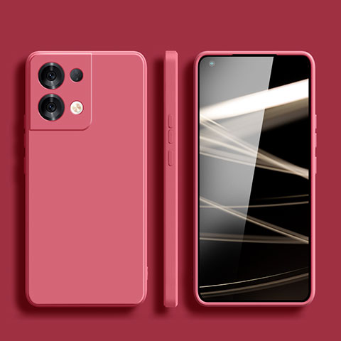 Coque Ultra Fine Silicone Souple 360 Degres Housse Etui S06 pour Oppo Reno8 Pro 5G Rose Rouge