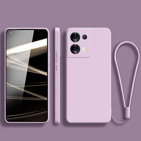 Coque Ultra Fine Silicone Souple 360 Degres Housse Etui S07 pour Oppo Reno8 5G Violet Clair