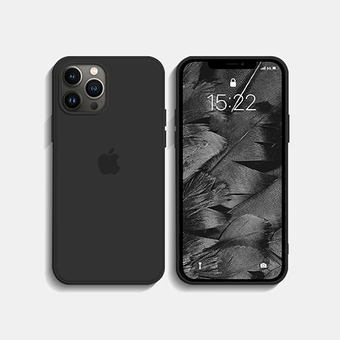 Coque Ultra Fine Silicone Souple 360 Degres Housse Etui S08 pour Apple iPhone 13 Pro Max Noir