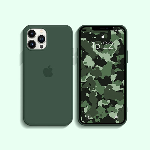 Coque Ultra Fine Silicone Souple 360 Degres Housse Etui S08 pour Apple iPhone 13 Pro Max Vert