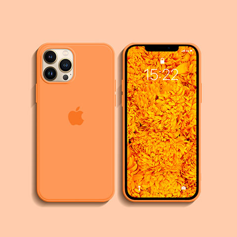 Coque Ultra Fine Silicone Souple 360 Degres Housse Etui S08 pour Apple iPhone 13 Pro Orange