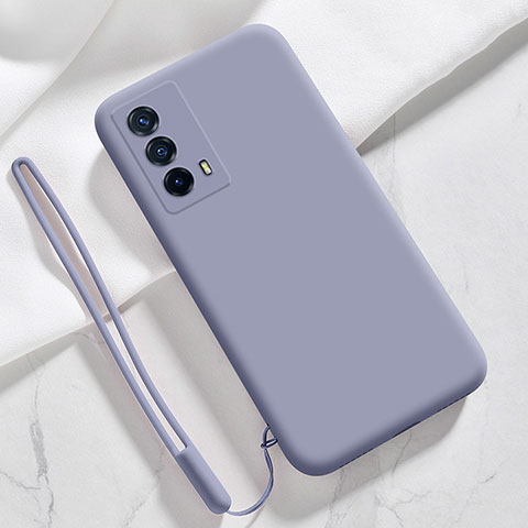 Coque Ultra Fine Silicone Souple 360 Degres Housse Etui YK1 pour Vivo iQOO Z5 5G Gris Lavende