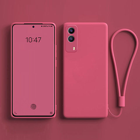 Coque Ultra Fine Silicone Souple 360 Degres Housse Etui YK1 pour Vivo V21e 5G Rose Rouge