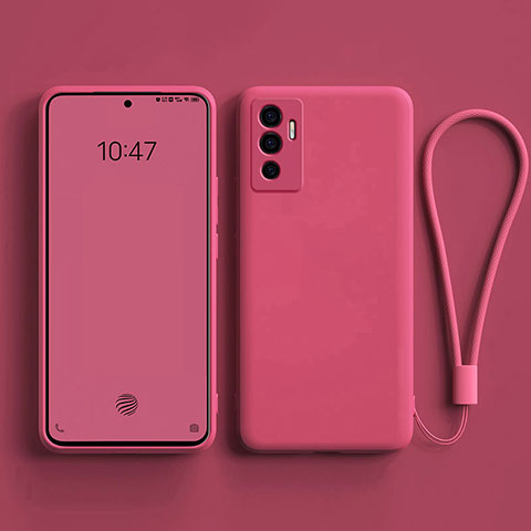 Coque Ultra Fine Silicone Souple 360 Degres Housse Etui YK1 pour Vivo Y75 4G Rose Rouge