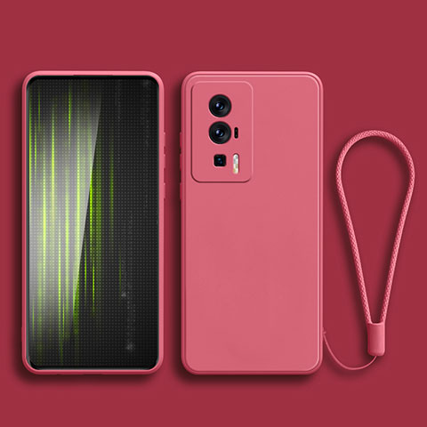 Coque Ultra Fine Silicone Souple 360 Degres Housse Etui YK2 pour Xiaomi Poco F5 Pro 5G Rose Rouge