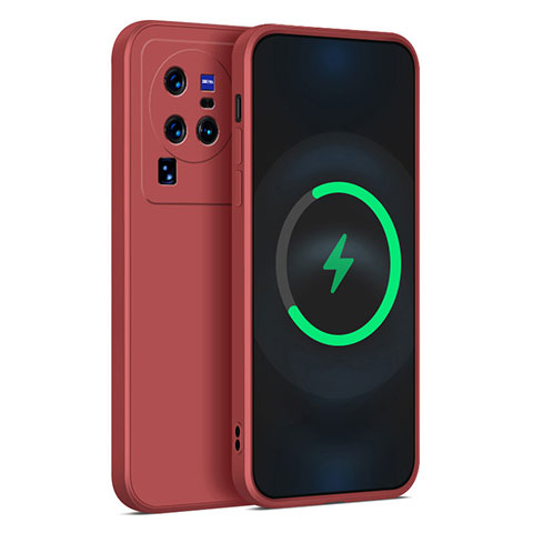 Coque Ultra Fine Silicone Souple 360 Degres Housse Etui YK4 pour Vivo X80 Pro 5G Rouge