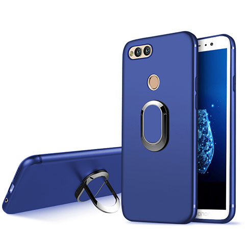 Coque Ultra Fine Silicone Souple avec Support Bague Anneau A01 pour Huawei Honor Play 7X Bleu