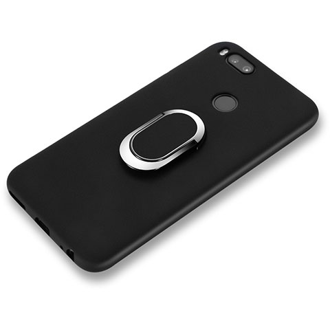 Coque Ultra Fine Silicone Souple avec Support Bague Anneau A02 pour Xiaomi Mi 6 Noir