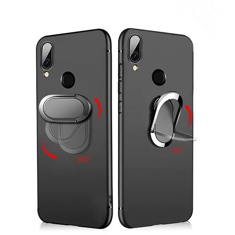 Coque Ultra Fine Silicone Souple avec Support Bague Anneau Aimante Magnetique A02 pour Xiaomi Redmi Note 7 Noir