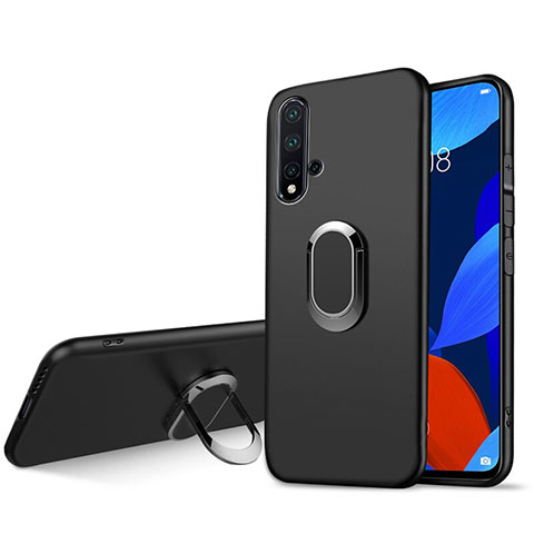 Coque Ultra Fine Silicone Souple avec Support Bague Anneau Aimante Magnetique pour Huawei Nova 5 Noir