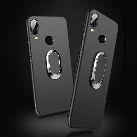 Coque Ultra Fine Silicone Souple avec Support Bague Anneau Aimante Magnetique pour Xiaomi Redmi 7 Noir