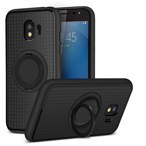 Coque Ultra Fine Silicone Souple avec Support Bague Anneau Aimante pour Samsung Galaxy J2 Pro (2018) J250F Noir