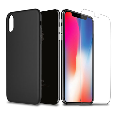 Coque Ultra Fine Silicone Souple et Protecteur d'Ecran pour Apple iPhone X Noir