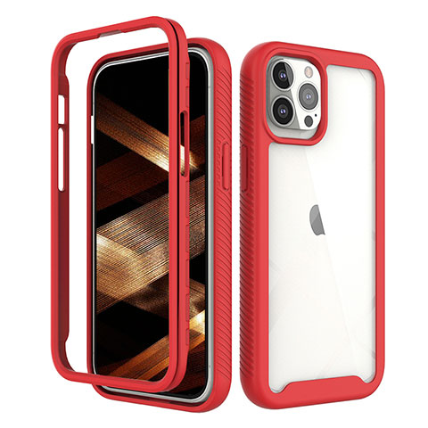 Coque Ultra Fine Silicone Souple Housse Etui 360 Degres Avant et Arriere pour Apple iPhone 14 Pro Rouge