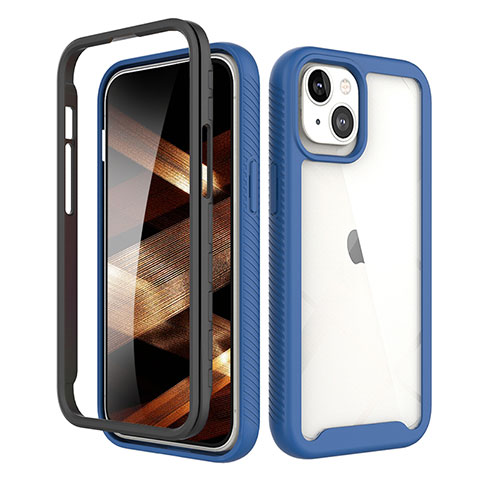 Coque Ultra Fine Silicone Souple Housse Etui 360 Degres Avant et Arriere pour Apple iPhone 15 Bleu