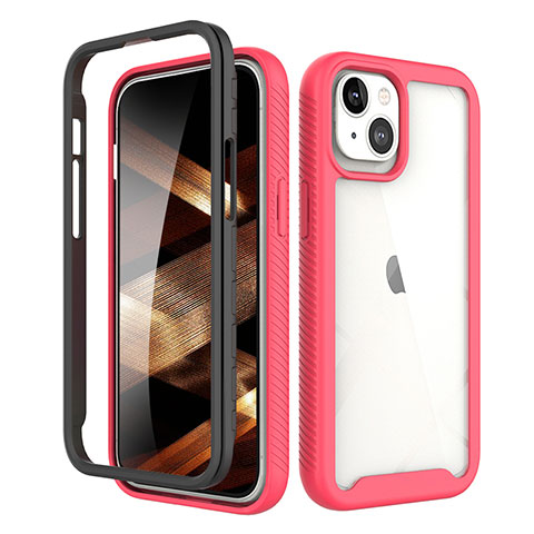 Coque Ultra Fine Silicone Souple Housse Etui 360 Degres Avant et Arriere pour Apple iPhone 15 Plus Rouge et Noir