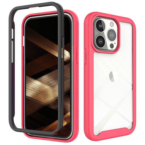 Coque Ultra Fine Silicone Souple Housse Etui 360 Degres Avant et Arriere pour Apple iPhone 15 Pro Max Rose Rouge