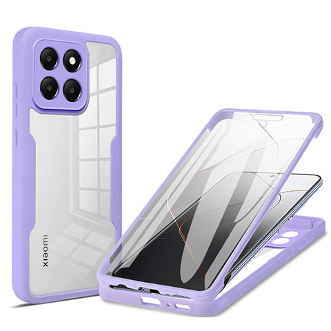 Coque Ultra Fine Silicone Souple Housse Etui 360 Degres Avant et Arriere pour Xiaomi Mi 14 5G Violet Clair