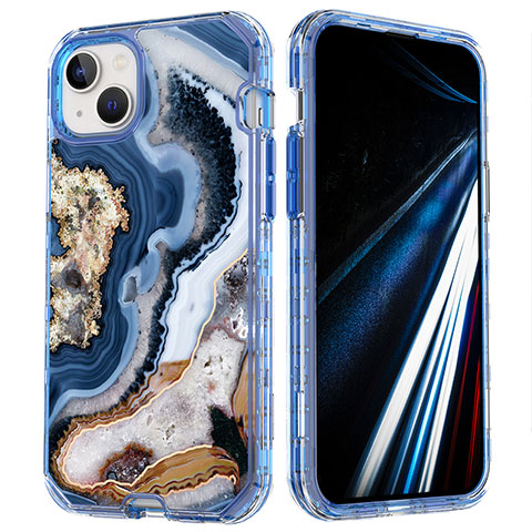 Coque Ultra Fine Silicone Souple Housse Etui 360 Degres Avant et Arriere YJ1 pour Apple iPhone 14 Bleu