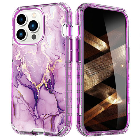 Coque Ultra Fine Silicone Souple Housse Etui 360 Degres Avant et Arriere YJ1 pour Apple iPhone 14 Pro Violet