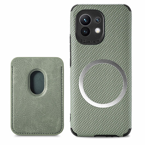 Coque Ultra Fine Silicone Souple Housse Etui avec Aimante Magnetique A05 pour Xiaomi Mi 11 Lite 5G Vert