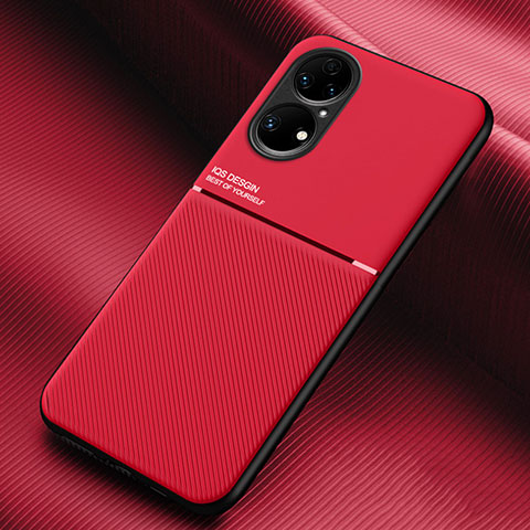 Coque Ultra Fine Silicone Souple Housse Etui avec Aimante Magnetique pour Huawei P50 Rouge