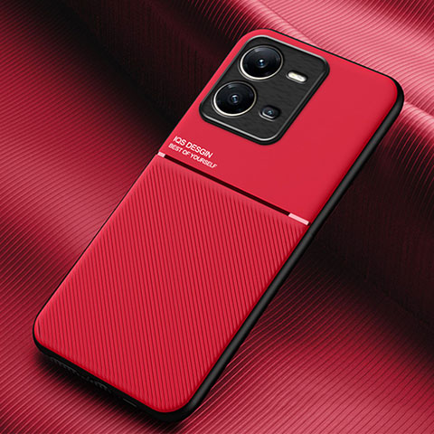 Coque Ultra Fine Silicone Souple Housse Etui avec Aimante Magnetique pour Vivo V25 5G Rouge