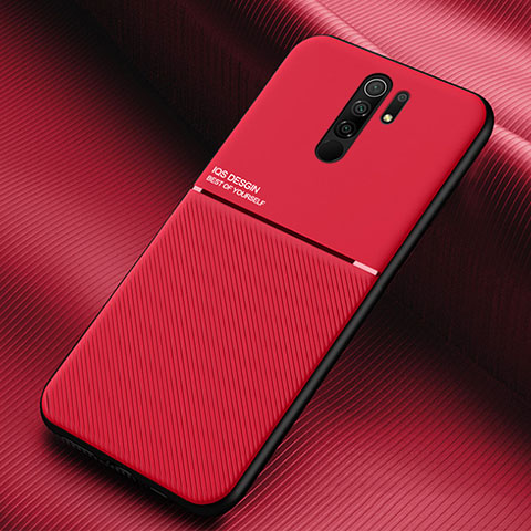 Coque Ultra Fine Silicone Souple Housse Etui avec Aimante Magnetique pour Xiaomi Redmi 9 Prime India Rouge