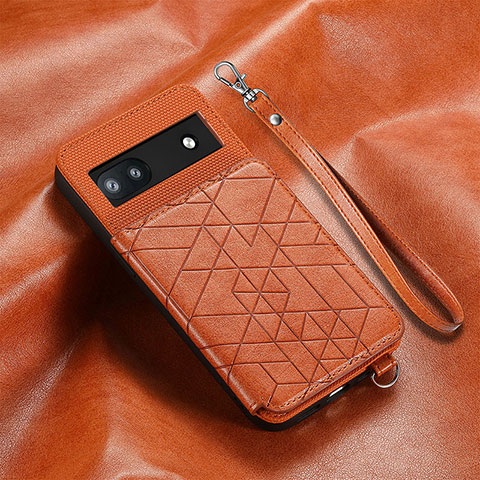 Coque Ultra Fine Silicone Souple Housse Etui avec Aimante Magnetique S01D pour Google Pixel 6a 5G Marron