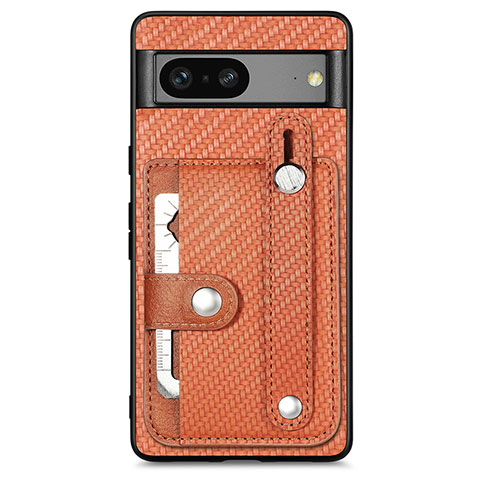 Coque Ultra Fine Silicone Souple Housse Etui avec Aimante Magnetique S01D pour Google Pixel 7a 5G Marron